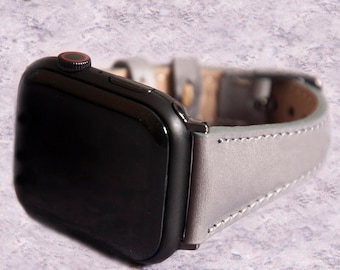 Slim Women Leather Apple Watch Band Series 10 9 8 7 6 5 4 3 2 SE, Engraved iWatch Strap 49mm 46mm 45mm 44mm 42mm 41mm 40mm, Mom Girlfriend