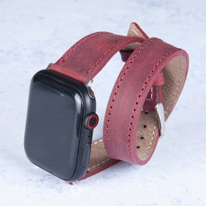 Double Wrap Women Apple Watch Band 46mm 45mm 44mm 42mm 41mm 40mm Her, Purple Slim iWatch Strap Series 10 9 8 7 6 5 Ultra Mother Girlfriend