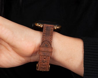 Smoky Brown Leather Apple Watch Band 38mm 40mm 42mm 44mm Etsy