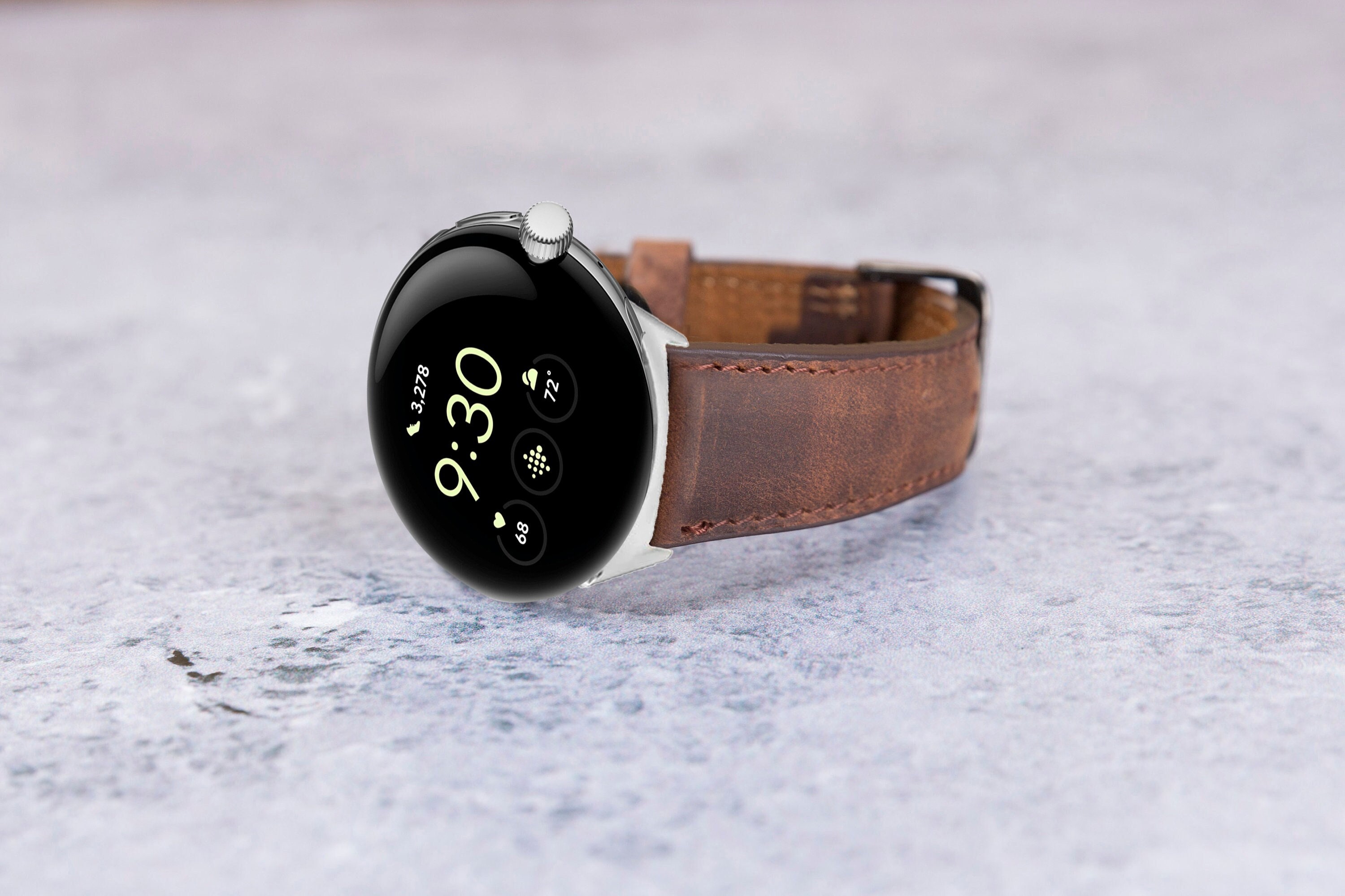 Leather Google Pixel Watch Band, Personalized Google Pixel 3 2 1 Strap Men, Engraved Custom Android Watch Band for Man Dad Father Boyfriend