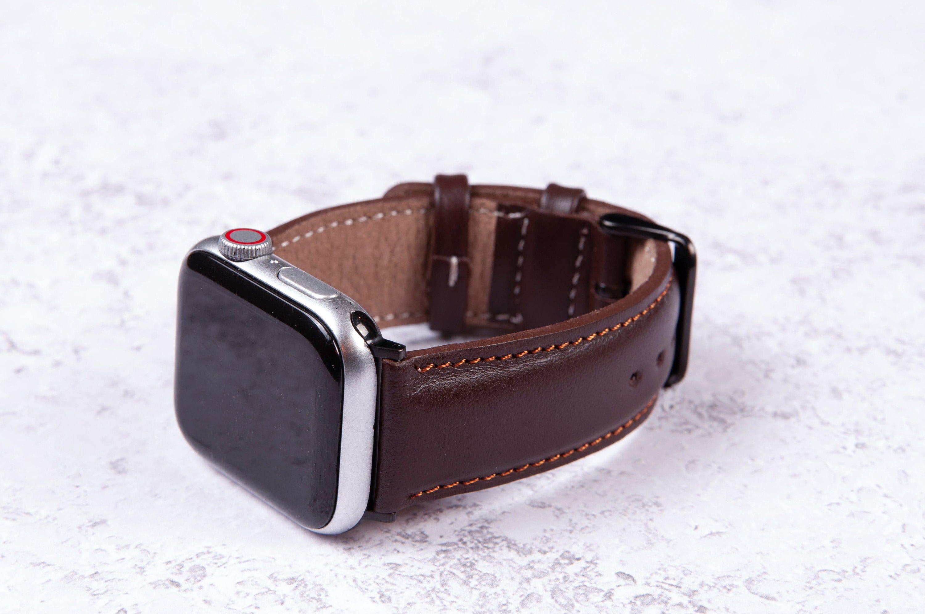 Dark Brown Leather Apple Watch Band 44mm 42mm 40mm 38mm Men - Etsy UK