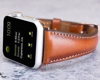 Classy Brown Slim Leather Apple Watch Band 40mm 41mm 42mm 44mm 45mm 46mm, Engraved Apple iWatch Strap Women Series 10 9 8 7 6 5 Ultra Strap