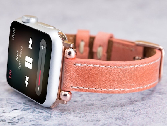 Powder Pink Apple Watch Band 45mm 44mm 42mm 41mm 40mm 38mm Mujeres Correa iWatch de cuero personalizada Serie 9 8 7 6 5 4 Apple Watch SE Her Etsy Mexico