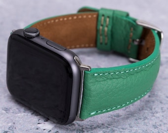 Leather Apple Watch Band Women Men, Personalized iWatch Strap Anniversary Gift, 40mm 41mm 42mm 44mm 45mm 46mm 49mm, Series 10 9 8 7 6 5 4