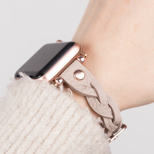 Braided Beige Apple Watch Band Series 9 8 7 6 5 4 3 SE  display picture 2