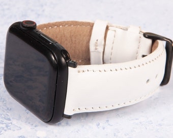 Leather Apple Watch Band 38mm 40mm 41mm 42mm 44mm 45mm 49mm Women, Personalized iWatch Strap Men Series 9 8 7 6 5 4 SE Ultra, Birthday Gift