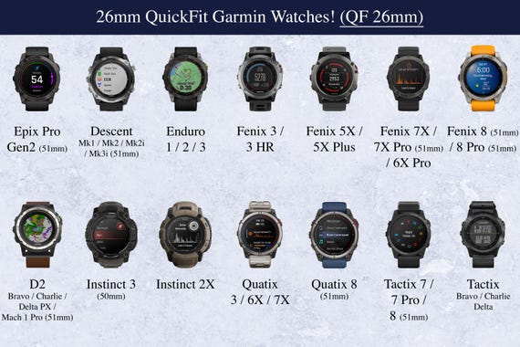 Bracelet Garmin QuickFit 22 Mm – Compatible Fenix, Epix, Descent, D2, Instinct, Forerunner, Approach