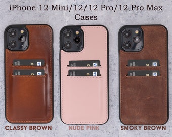 Leather iPhone 12 Case, iPhone 12 Pro Case, iPhone 12 Pro Max Case, iPhone 12 Mini Back Covers for Men and Women with Card Holder, BIG SALE