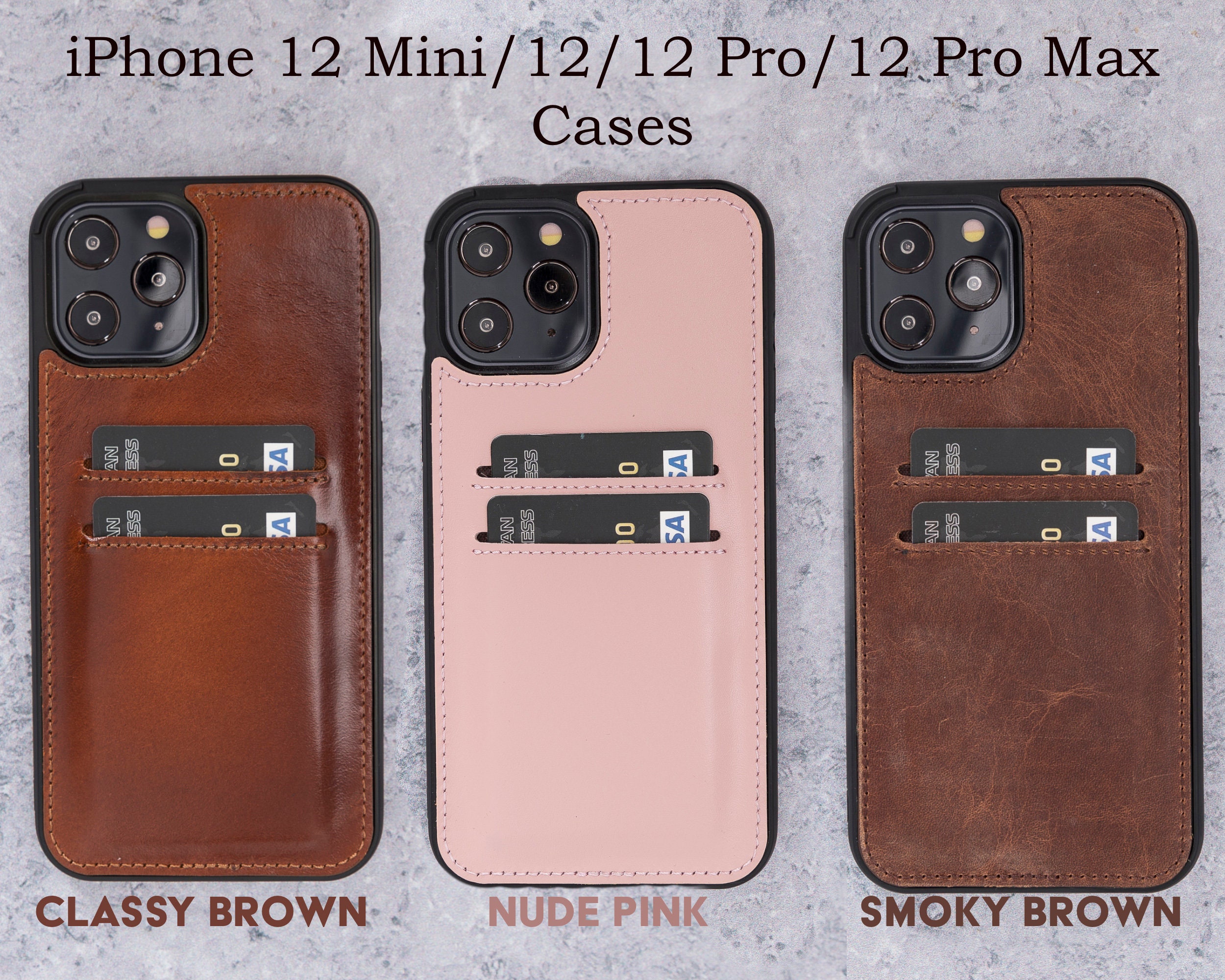Leather iPhone 12 Case, iPhone 12 Pro Case, iPhone 12 Pro Max Case