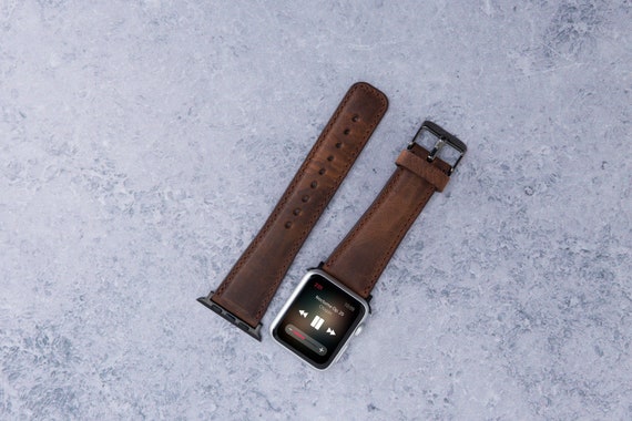 Smoky Brown Leather Apple Watch Band 38mm 40mm 41mm 42mm 44mm 45mm 49mm,  Engraved Men Iwatch Strap Series 9 8 7 6 5 4 3 SE Ultra 2 1 Band - Etsy