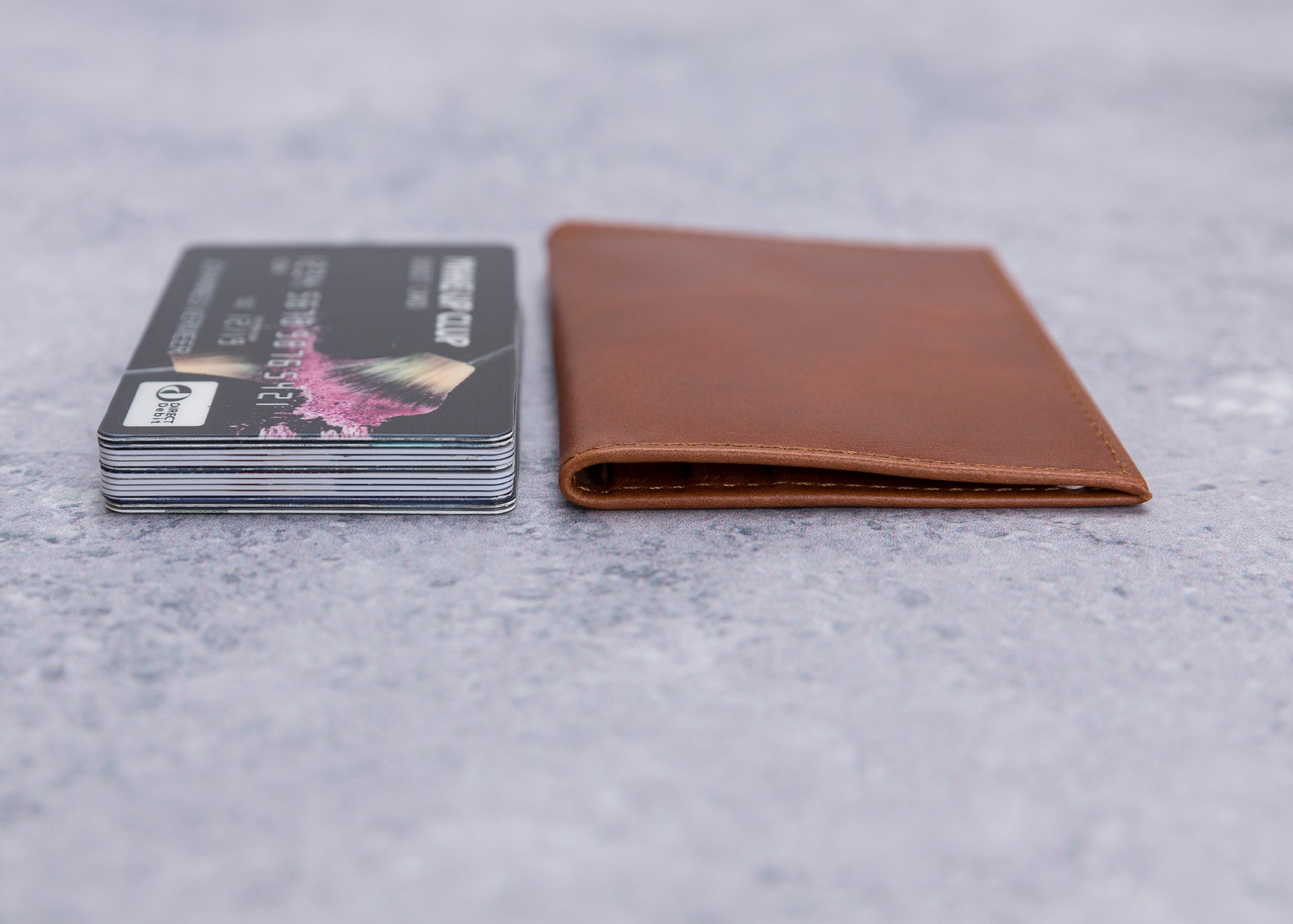 Men ID Card Holder Thin Leather Minimalist Slim Front Pocket Etsy