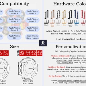 Ashen Grey Leather Apple Watch Band Series 10 9 8 7 6 5 4 3 SE, Personalized 38mm 40mm 41mm 42mm 44mm 45mm 46mm 49mm iWatch Strap Man Gift image 8
