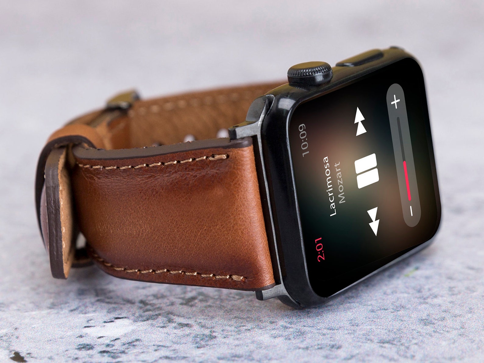 Men Leather Apple Watch Band 42mm 44mm Engraved Classy Brown Etsy