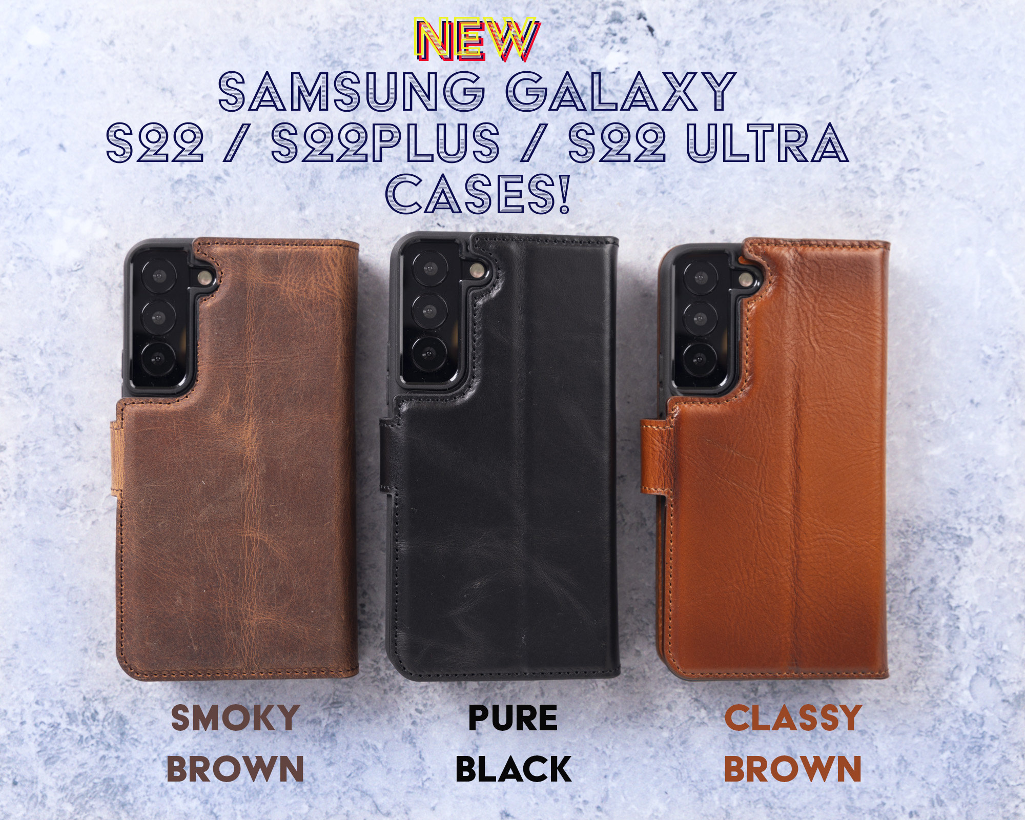 Leather Samsung Galaxy S23 S23 Plus & S23 Ultra Case, Samsung S22