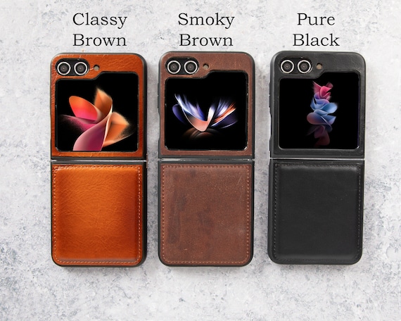 Leather Samsung Z Flip 6 Case, Genuine Leather Samsung Z