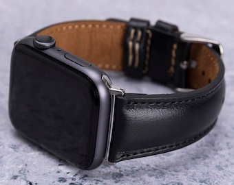 Men Leather Apple Watch Band 49mm 45mm 44mm 42mm 41mm 40mm 38mm, Engraved iWatch Strap Series 9 8 7 6 5 4 SE, Men Dad Boyfriend Husband Gift