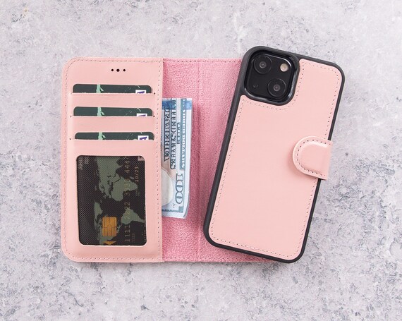 Pink Phone Wallet Cover Pink IPhone 16 Case Women, Leather IPhone