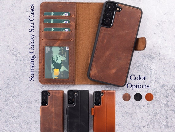 Samsung S25 Case, Leather S25 Ultra Case, Detachable Personalized Custom Samsung S24 S23 S22 S21 Ultra / Plus Card Holder Wallet Case Men