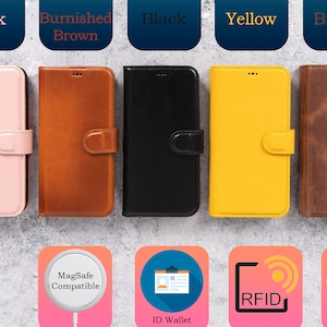 Étui pour iPhone en cuir, détachable pour iPhone 16 Pro Max / 16 Pro / 16 Plus / 16 / 15 / 14 / 13/12 / 11 Pro Plus - Étui portefeuille avec support homme femme