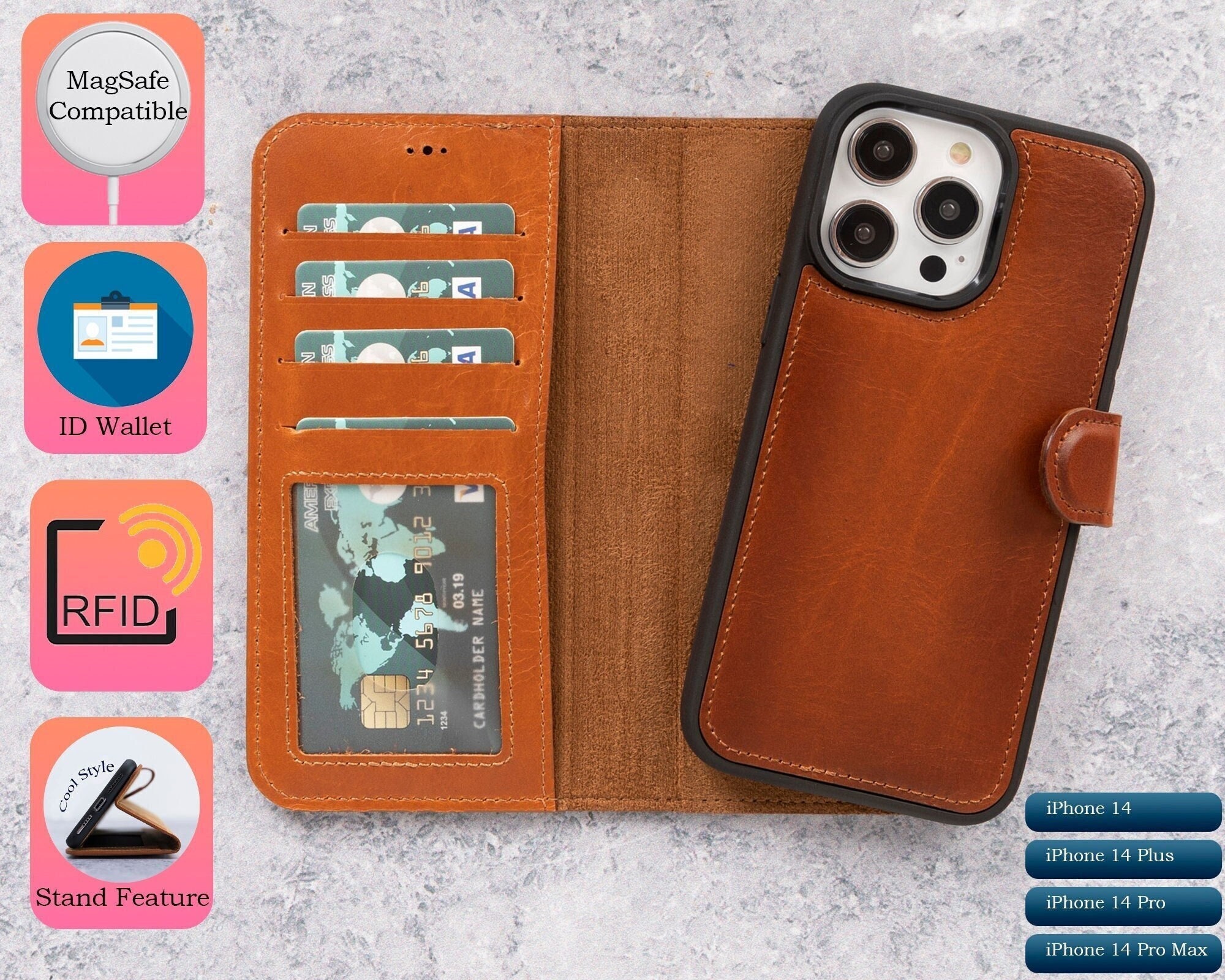 Custodia Portafoglio In Similpelle Per IPhone – Staccabile, Con Cinghia – Compatibile Con IPhone 16/15/14/13/12/11/SE/8/7 - Foto 3