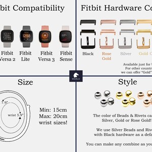 Cinturino per Fitbit Versa 4 3 2 1 da donna, cinturino in pelle per Fitbit Sense 2 da donna, cinturino intrecciato per Fitbit Sense da ragazza, cinturino con perline per Fitbit Lite immagine 4