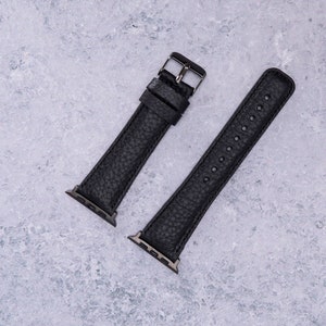 メンズ ブラックレザー Apple Watch バンド 49 mm 45 mm 44 mm 42 mm 41 mm 40 mm 38 mm、刻印入り Apple iWatch ストラップ シリーズ 9 8 7 6 5 SE、記念日ギフト メンズ 画像 10
