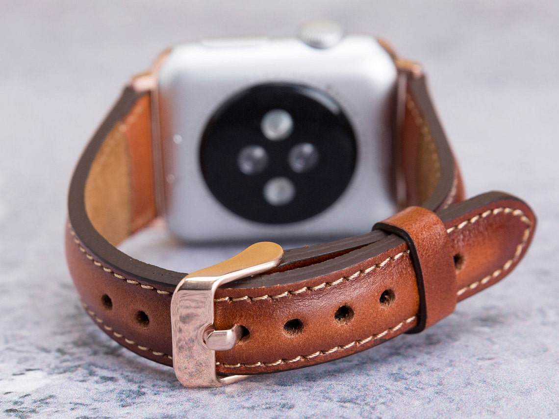 Classy Brown Slim Leather Apple Watch Band 38mm 40mm 41mm 42mm Etsy