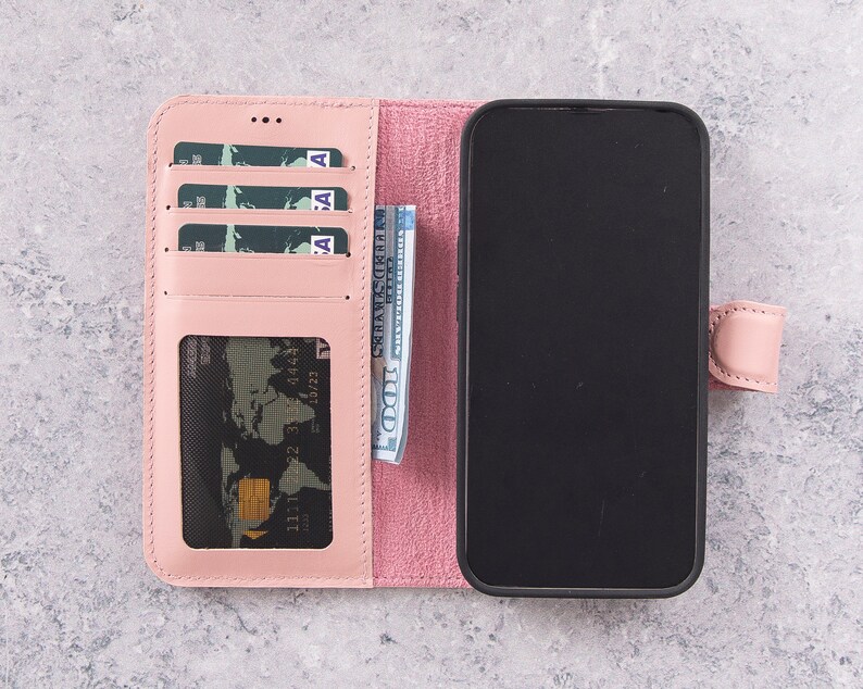 Pink Iphone 13 Pro Max Case Women Leather Iphone 13 Wallet Etsy