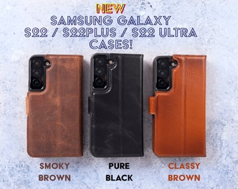 Leather Samsung Galaxy S25 S25Plus S25 Ultra Case, Detachable S24 S24+ S24 S23 S23+ S23 Ultra Cover, Personalize Custom S22 S21 Stand Case