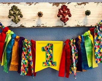 Very Hungry Caterpillar birthday high chair banner one Birthday banner fabric banner photo prop back drop 1st Birthday Party photo props