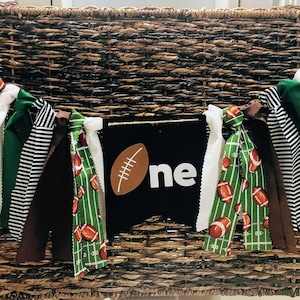 Football highchair banner FOOTBALL Birthday High Chair Highchair Birthday Banner Party Photo Prop Backdrop Cake Smash Sports Personalized