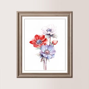 ANEMONI COLORATI | Acquerello originale 18x24 cm, regalo festa della mamma, amica, sposa