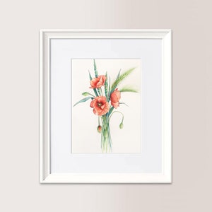PAPAVERI E FRUMENTO  | Acquerello Originale 18x24 cm. Disponibile. Riproduzione vietata.