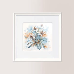 STELLE ALPINE v. azzurra | Acquerello originale 18x18 cm, dipinto a mano, regalo natale, italian memories, riproduzione vietata