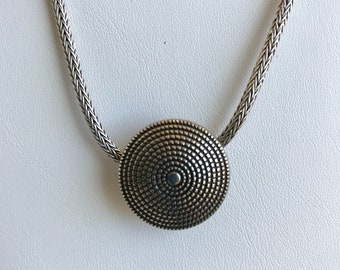 Button Pendant - Silver Chain Necklace