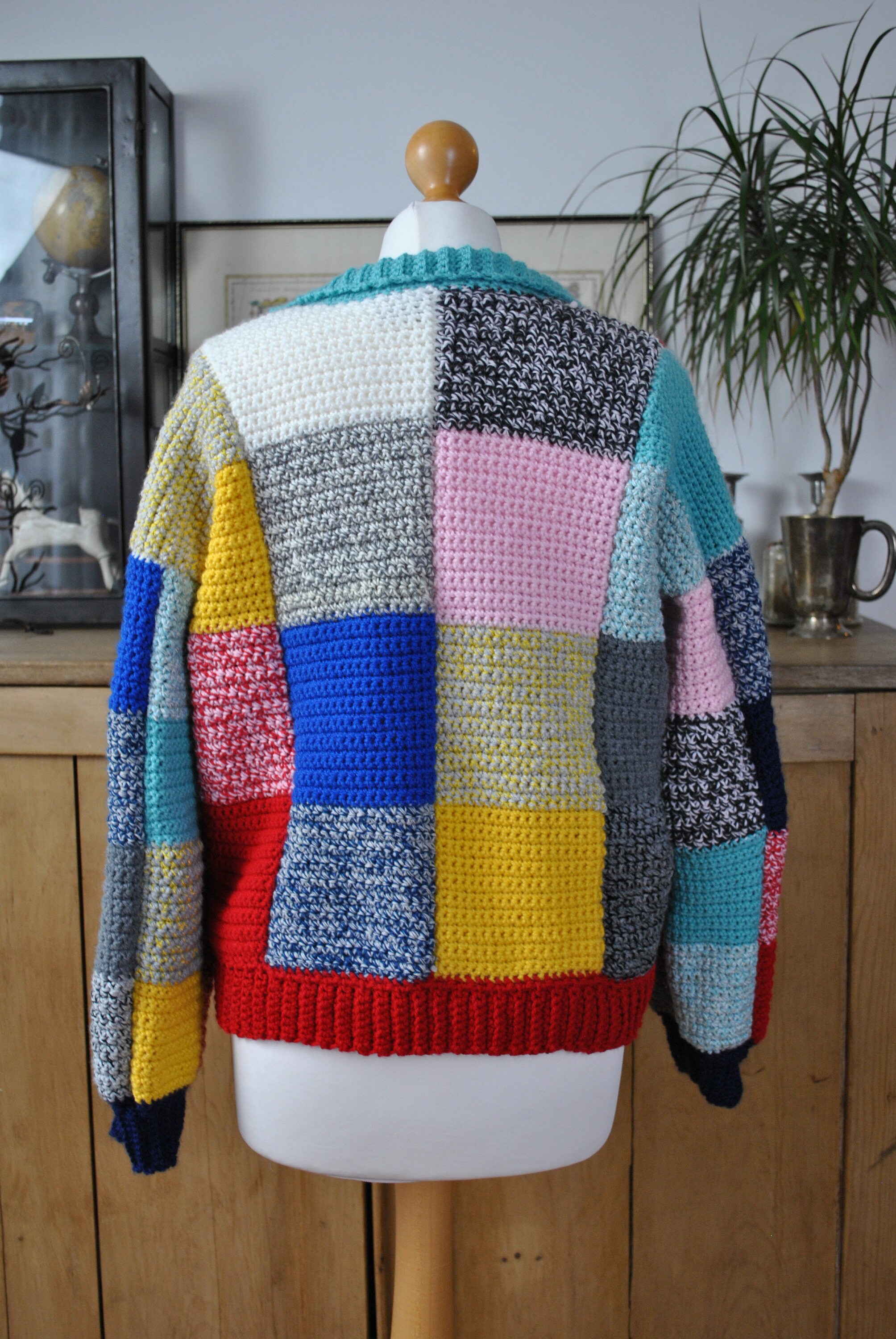 Harry Styles Crochet Cardigan – Colour Block Patchwork Jumper – JW