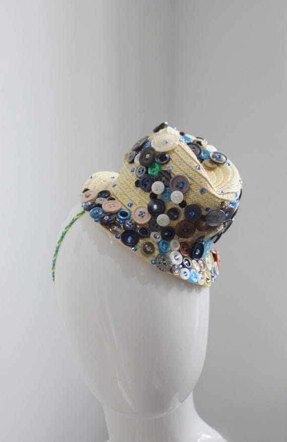 Cute Small Trilby Hat Fascinator Headpiece Embroidered With  display picture 1
