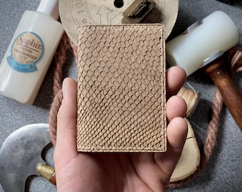 Handmade Salmon Leather Card Holder