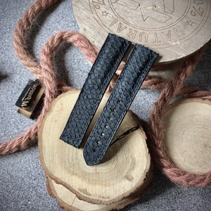 20mm/18mm OMEGA Black Salmon Deployment Watch Strap Handmade