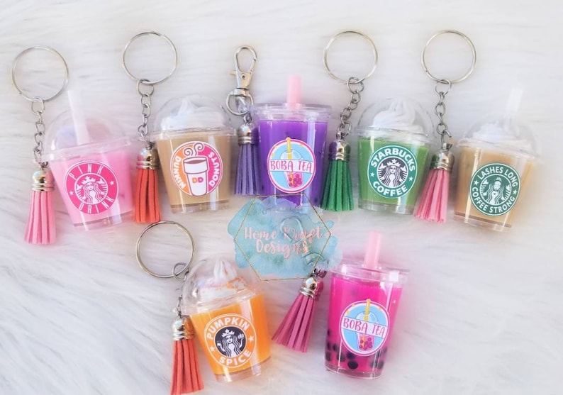 Starbucks Inspired Keychain Drink Keychain Coffee Etsy