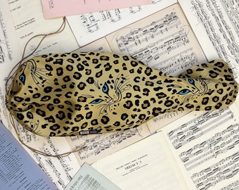 Violin viola gold yellow leopard "silk touch" bag, instrument protection, cover, gift for musicians