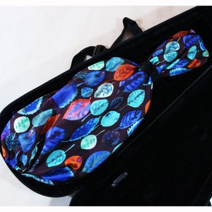 Leaf Printed Violin Viola Bag, Colorful Violin Bag, Silk Violin Bag, Violin Case, Violin Storage Bag, Instrument Case, Gifts for Musicians
