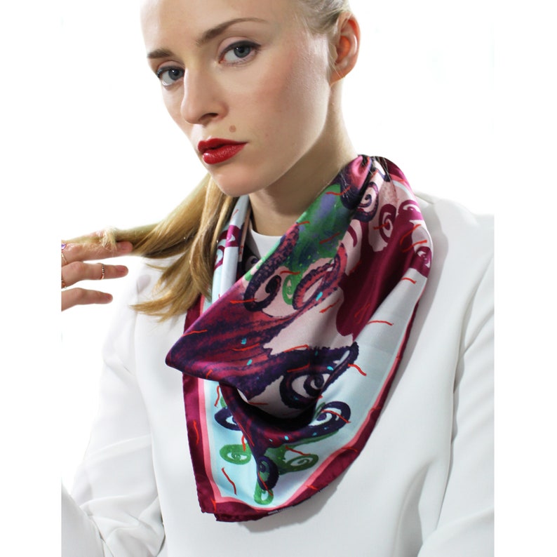 Silk Hair Scarf, Head Scarf, Neckerchief, Pure Silk Scarf, Luxury Scarf, Bandanas For Women, Colorful Scarf, Square Scarf, Lightweight Scarf, Summer Scarf, Designer Scarf, Unique Gift For Her, Small Scarf