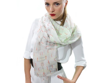 Linen Silk Modal Scarf: Hand-Painted Women's Shawl, Irène Paris Design