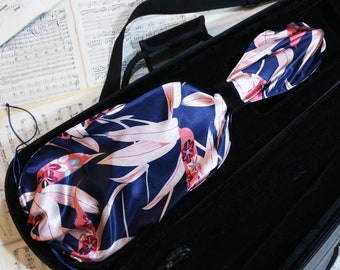 Bolsa de violín Charmeuse hecha a mano: bolsa de seda floral, regalo parisino