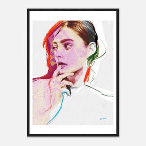 Arte del volto di donna brillante, opera d'arte del volto di donna, ritratto di donna, illustrazione di moda, disegno del ritratto del volto, arte murale del volto, disegno astratto del volto