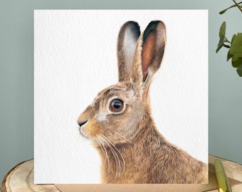 Hare Card | Hare Greetings Card | Wildlife Card | Blank Inside