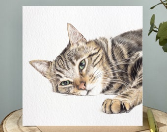 Tabby Cat Card | Cat Card | Cat Greetings Card | Cat Birthday Card | Blank Inside