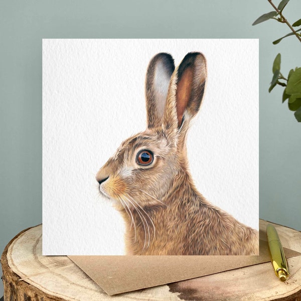 Hare Card | Hare Greetings Card | Wildlife Card | Blank Inside