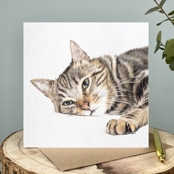 Tabby Cat Card | Cat Card | Cat Greetings Card | Cat Birthday Card | Blank Inside